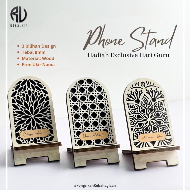 Phone Stand Phone Holder Kayu Free Ukir Nama Made In Malaysia Shopee Malaysia