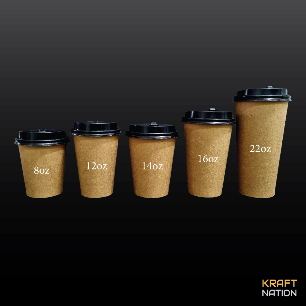 [Bundle] 50 Set 7/8/12/14/16/22oz Kraft Paper Cup Without Lid Hot Milk ...