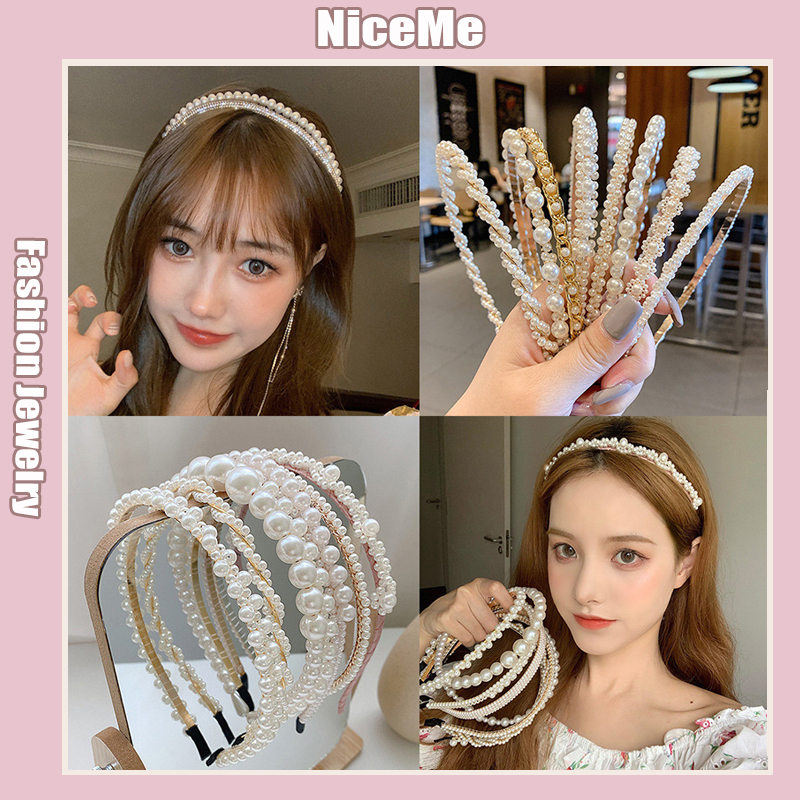 New Hair Band Pearl Head Hoop Korean Face Wash Headband Fairy Head Hoop ...