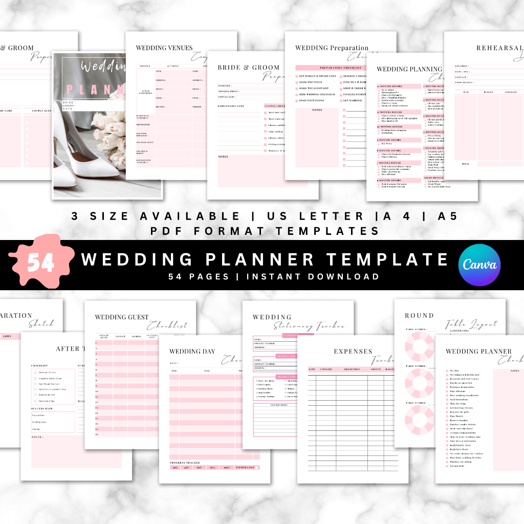 Editable Wedding Planner Printable Printable Wedding Planner Pages ...