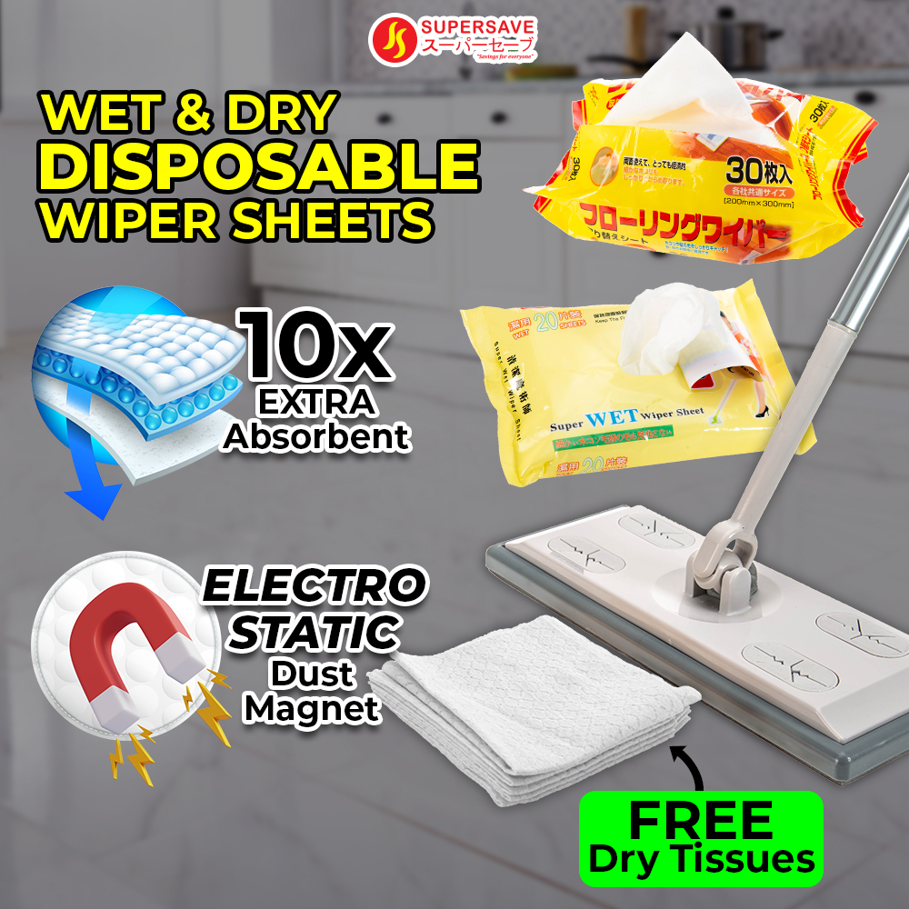 SUPERSAVE Super Wet Mop Wiper Floor Mops Wipes Dust Removal Disposable