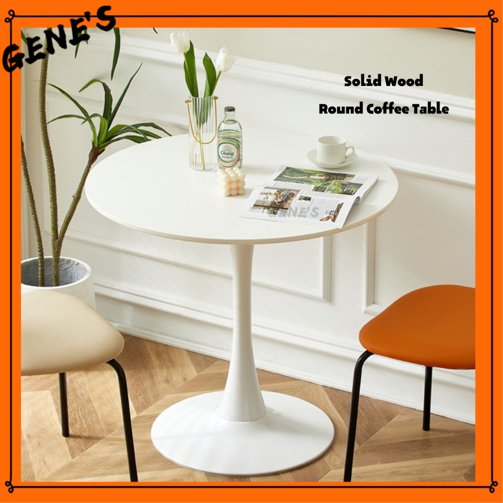 Gene's Solid Wood Nordic Round Dining Table Coffee Table Meeting Table
