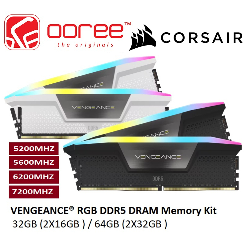 CORSAIR VENGEANCE RGB DDR5 PC RAM WITH ICUE 32GB (2X16GB) / 64GB ...