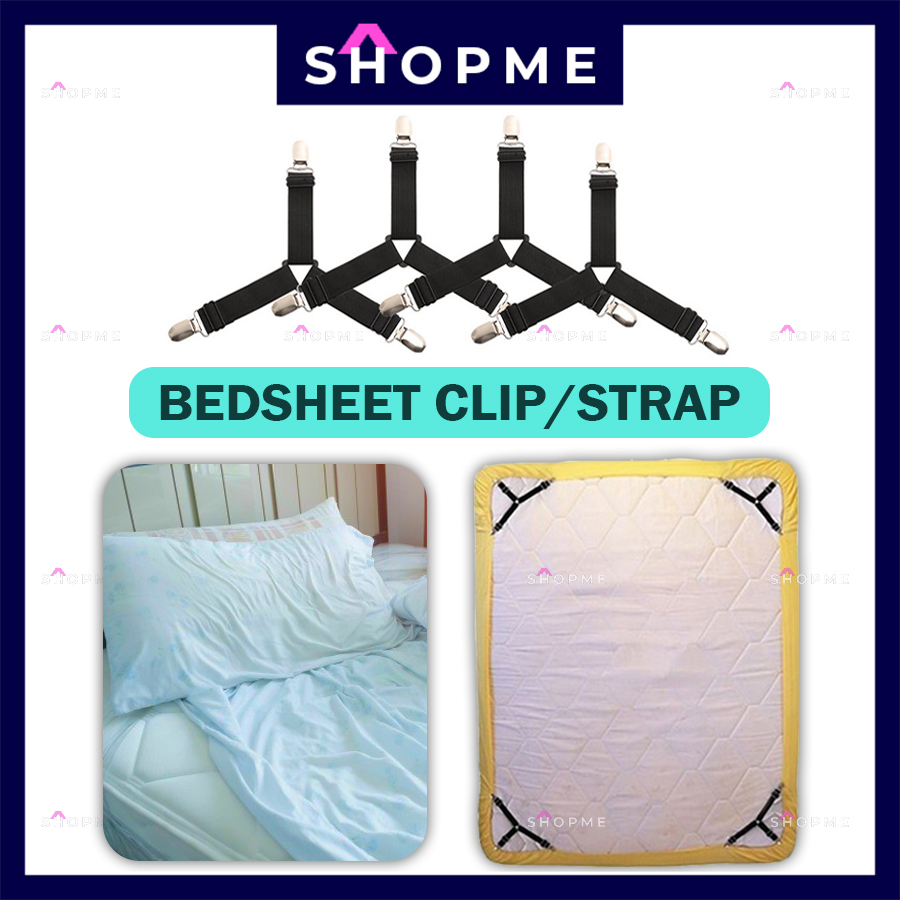 PREMIUM 4IN1 SET Bedsheets Clip Corner Strap Elastic Band Stretch Mattress Cover Holder Sheets