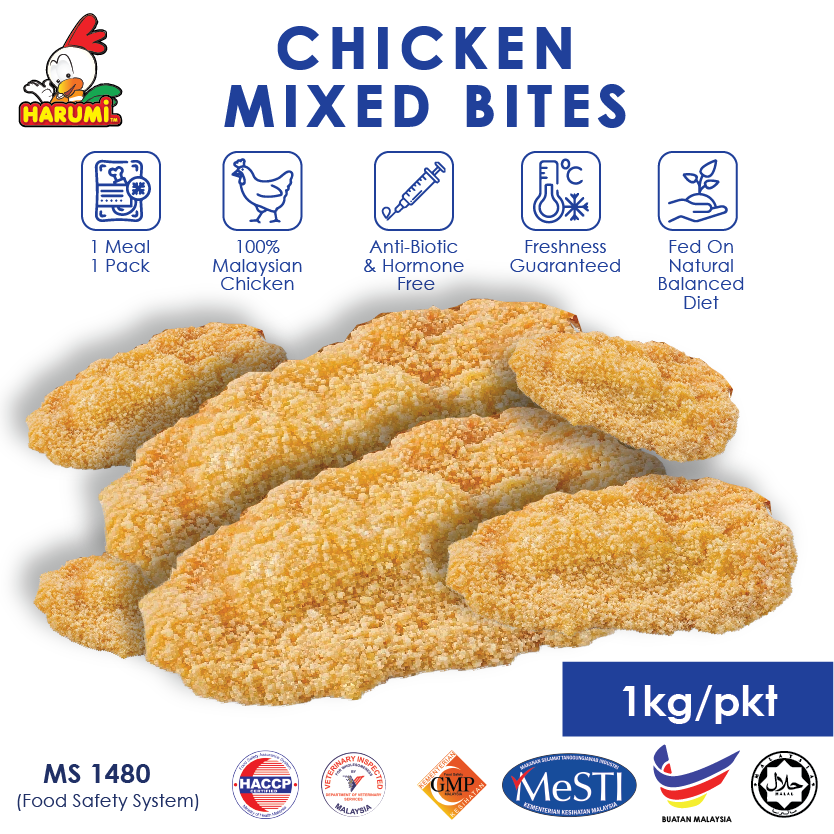 Satay Ayam/Ayam Gunting/Breaded Chicken Mini Satay Freesize (1kg) Harumi Frozen Goreng