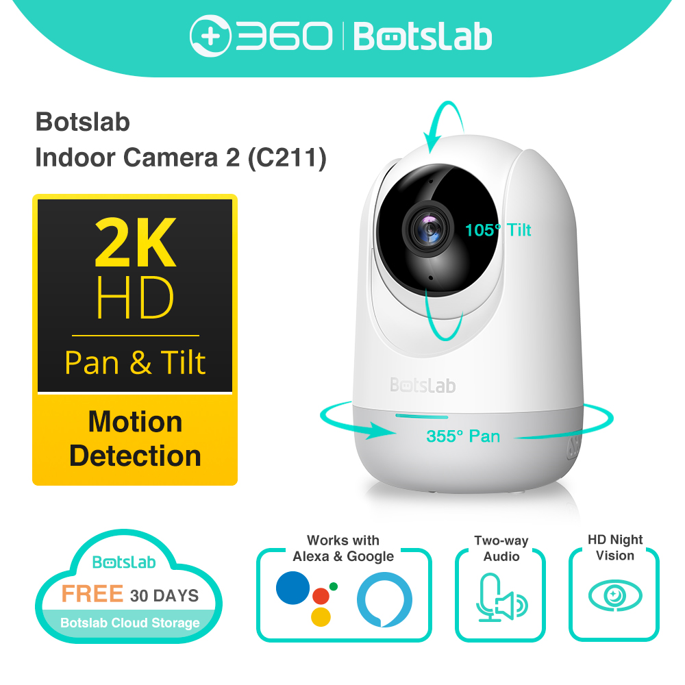 Botslab by 360 C211 Security Camera Smart Pan Tilt Camera 2K WiFi CCTV