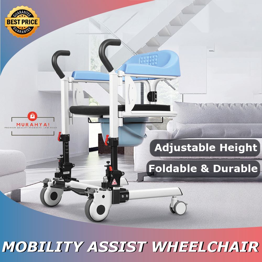 Hydraulic Transfer chair Elderly Toilet Multi Functional Rehab Chair Commode Transfer Wheelchair