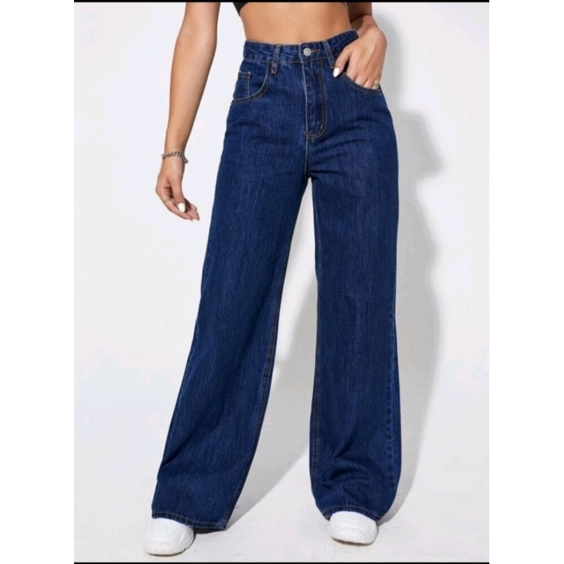 Ladies Jeans Wide Leg Long Palazzo High Quality Size26-36 (Ready Stoke ...