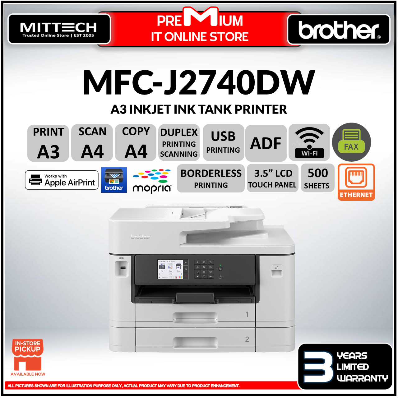 Brother MFC J2740DW A3 All In One Wireless Colour Inkjet Printer Auto   My 11134207 7qula Lh4d3xov1up9c0