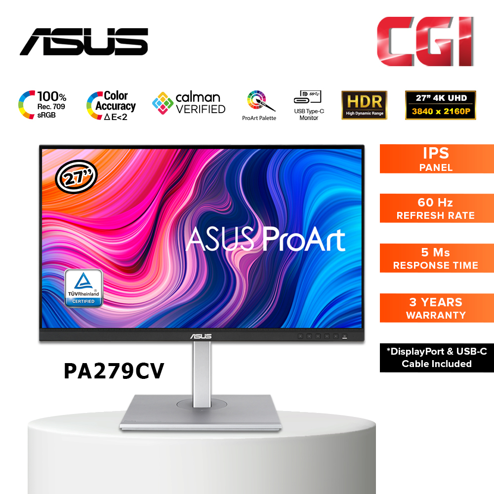 Asus PA279CV 27" ProArt Display IPS 4K UHD Calman Verified USB C