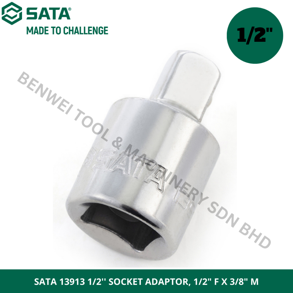 SATA 13913 1/2'' DR. SOCKET ADAPTOR, 1/2" F X 3/8" M / STANDARD SIZE TO ...