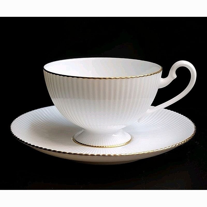 Noritake Diamond Collection Fluted Gold Trim Fine Porcelain Cup
