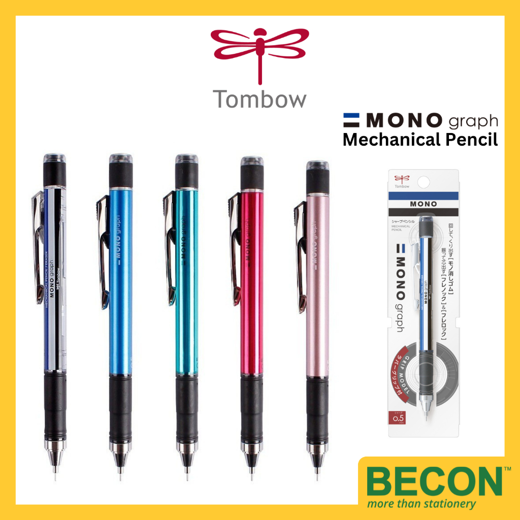 Tombow Monograph Matita Meccanica 0.5 Mm - Colore Rosa Corallo, Gomma Inclusa, Design Shaker, DPA-136D