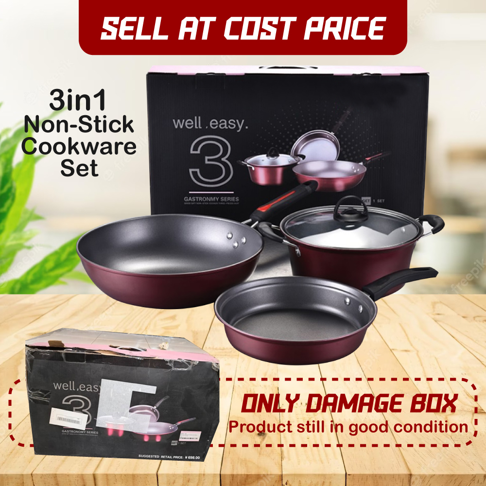 [MILO.ESTORE] 3in1 Non Stick Gastronomy Series Cookware Non-Stick Wok ...