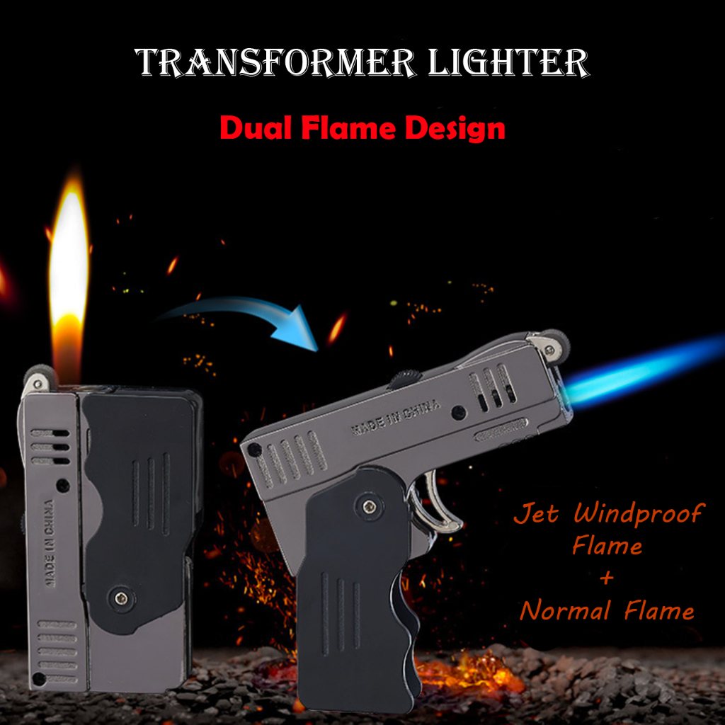 Dual Flame Lighter 2 in 1 Transformer Lighter Jet Windproof Lighter ...