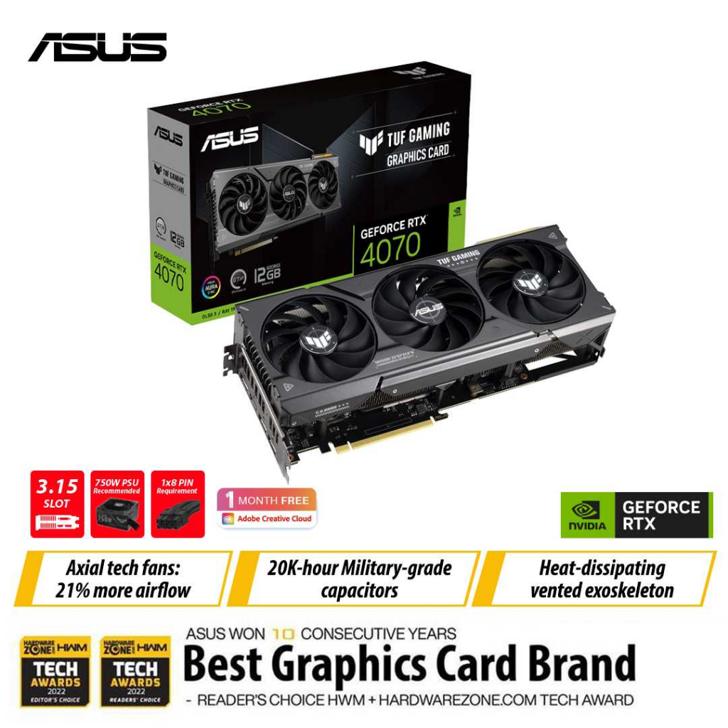 ASUS TUF GEFORCE RTX4070 12GB OC GDDR6X 192BIT VGA CARD ( TUF-RTX4070 ...