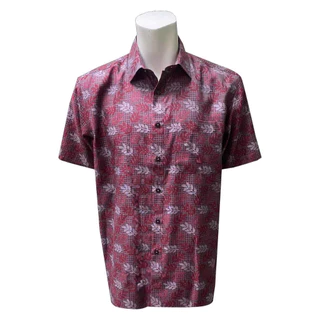 Pierre Cardin Men's Short Sleeve Jacquard Shirt with Pocket Regular Fit Maroon W3105B-11294