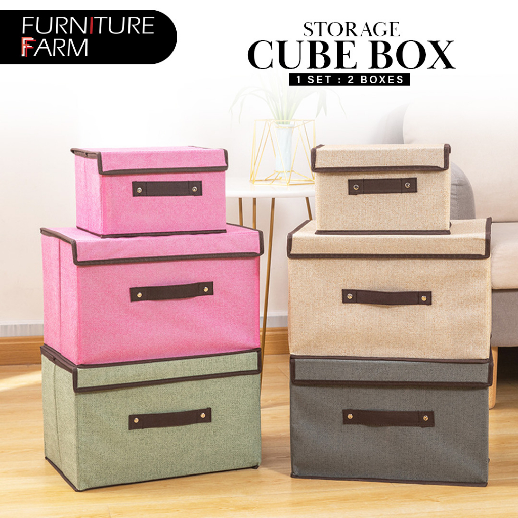 F&F : Storage Cube Box/Fabric Foldable Storage Box (Buy 1 , Free 1 ...