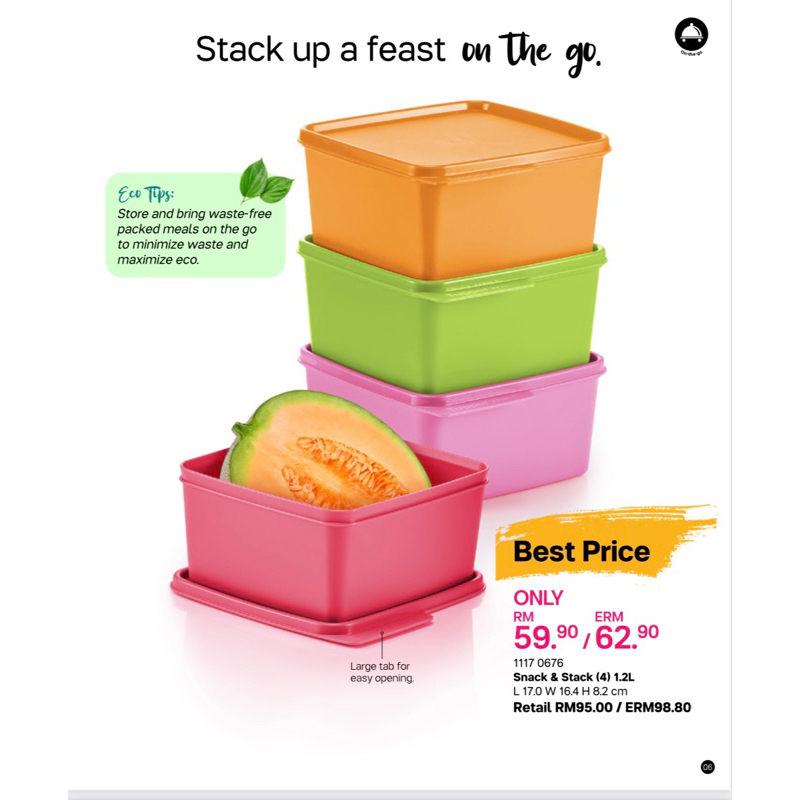 Tupperware Snack & Stack (4) 1.2L | Shopee Malaysia
