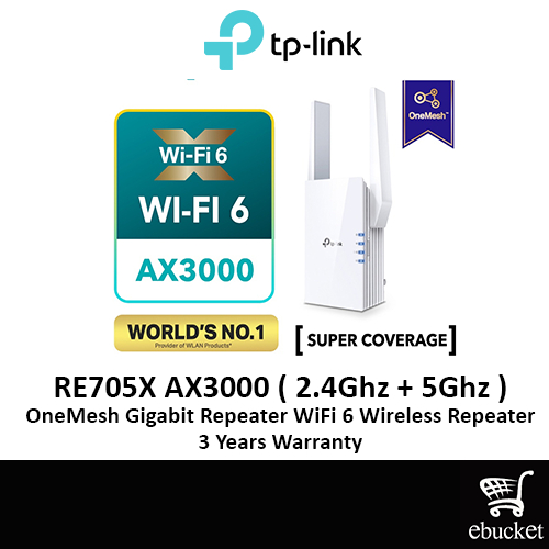 TP-LINK RE705X AX3000 ( 2.4Ghz + 5Ghz ) OneMesh Gigabit Repeater WiFi 6  Wireless Range Extender/ Repeater/ Booster