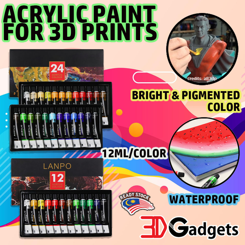 Acrylic Paint 12/ 24 Colors for 3D Prints Resin Filament 3D Printer FDM