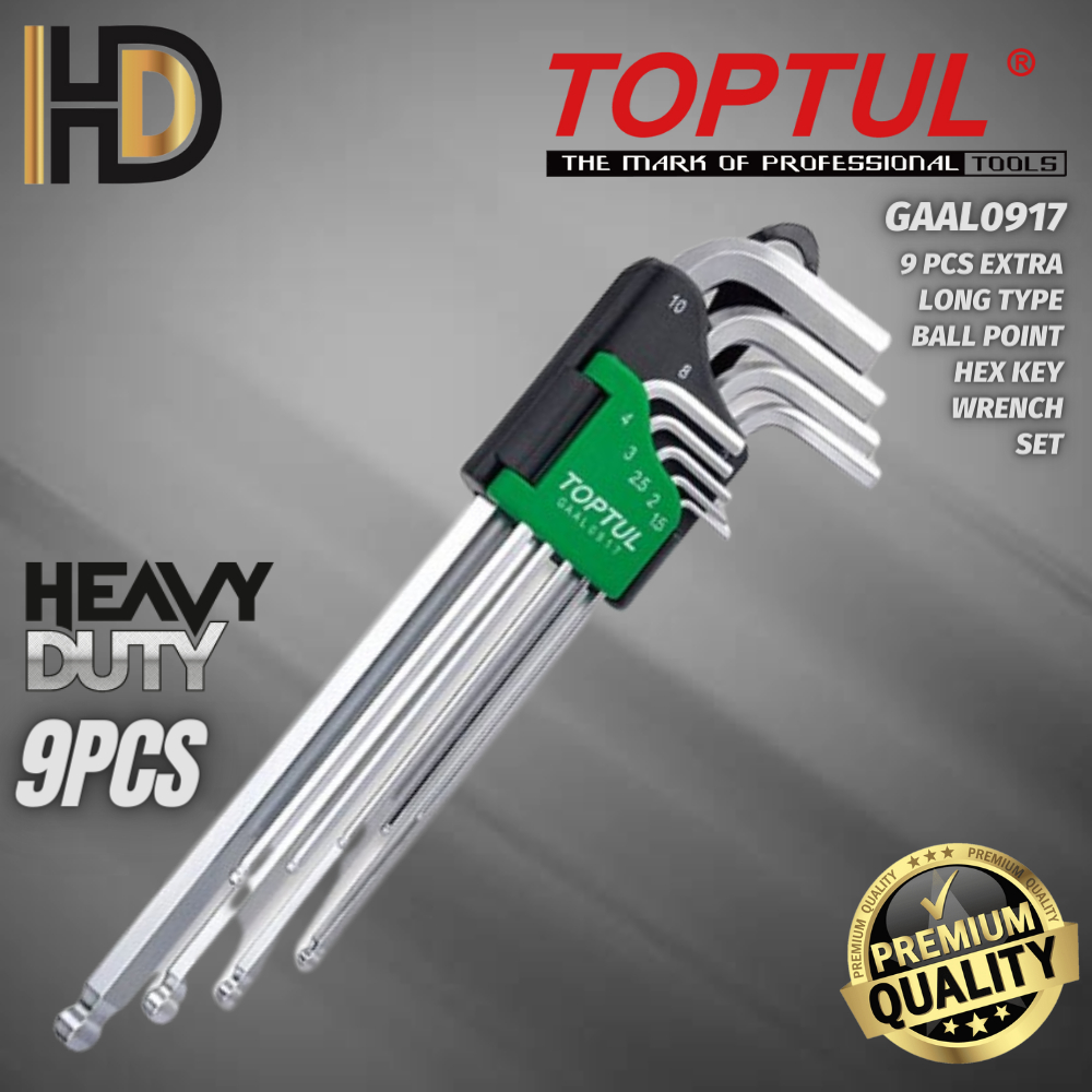 US PRO Tools 9-Piece Extra Long Ball End Hex Key Set – Metric 1.5-10mm, Model 1628