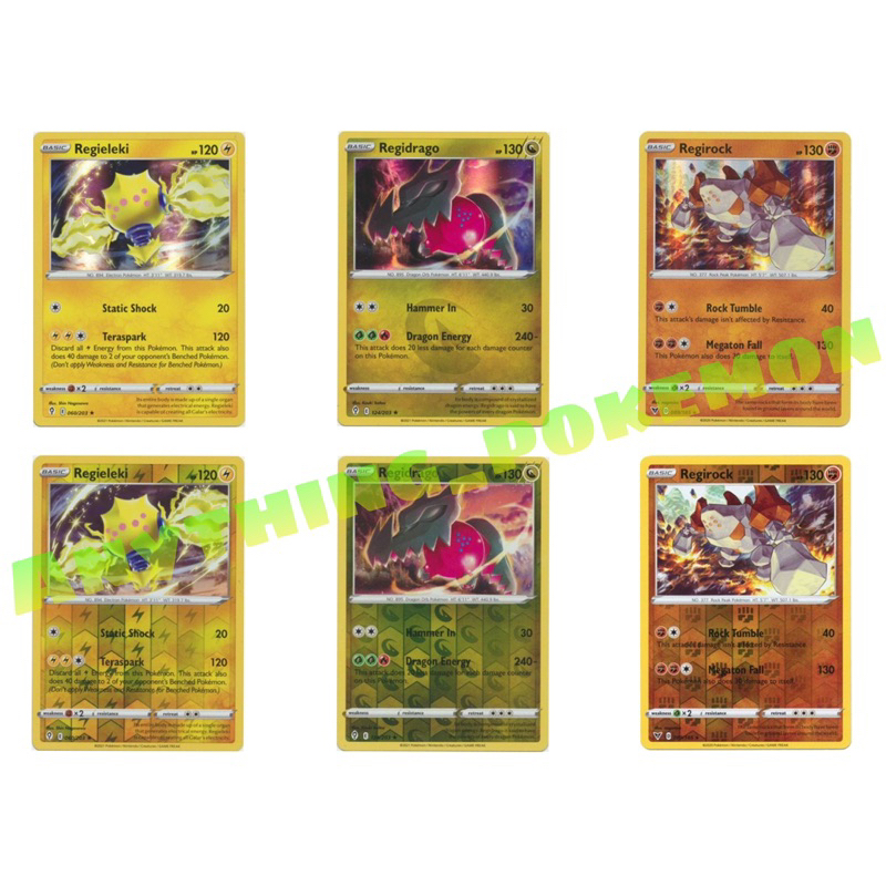 Pokemon Card Regieleki (060/203) Regidrago (124/203) Regirock (089/185) HOLO RARE/REVERSE