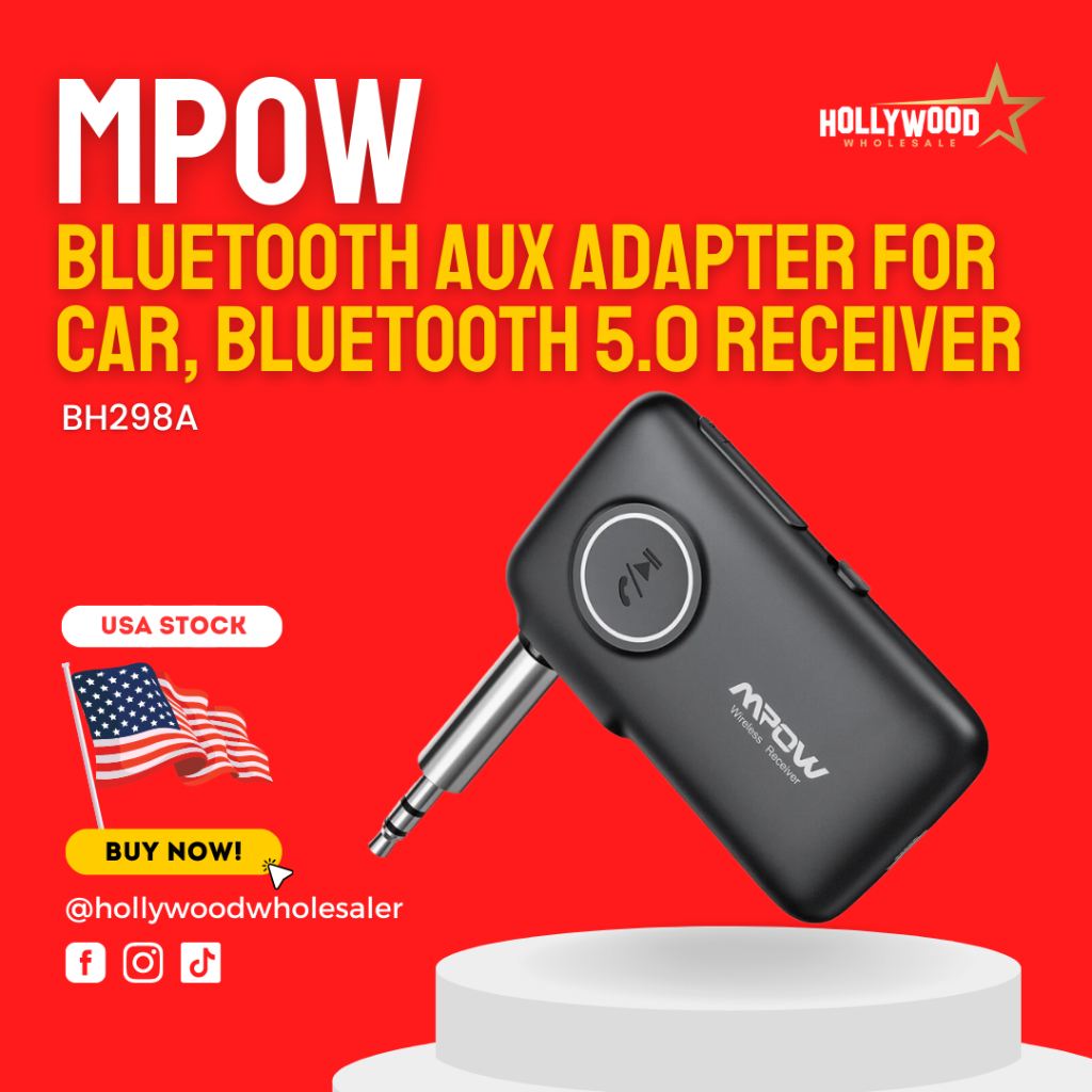 Mpow BH298A Bluetooth Aux Adapter for Car, Bluetooth 5.0 Receiver