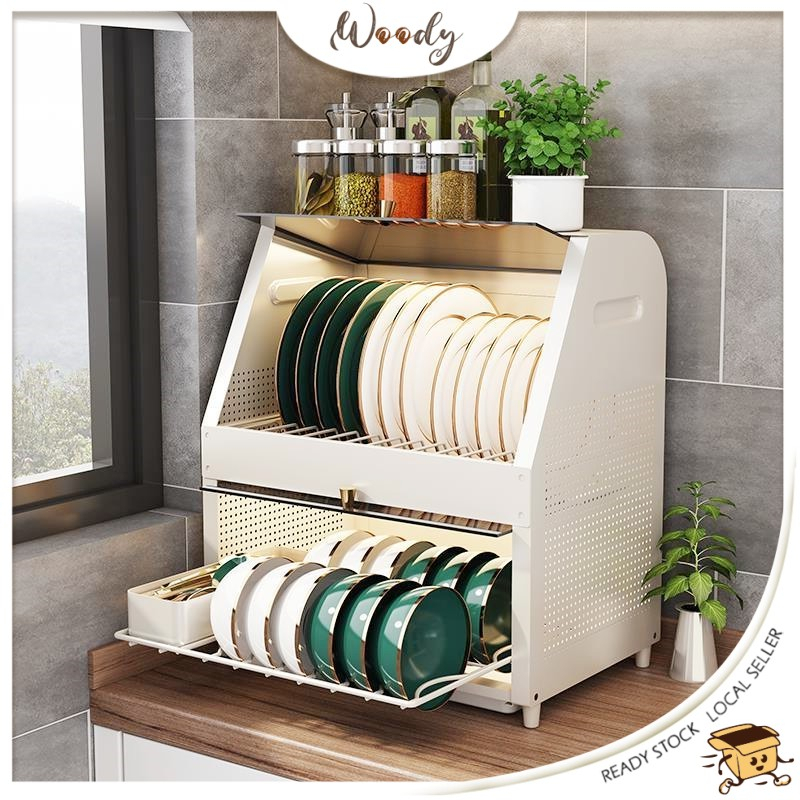【Woody】 Household dust-proof double-layer cupboard kitchen put bowl ...