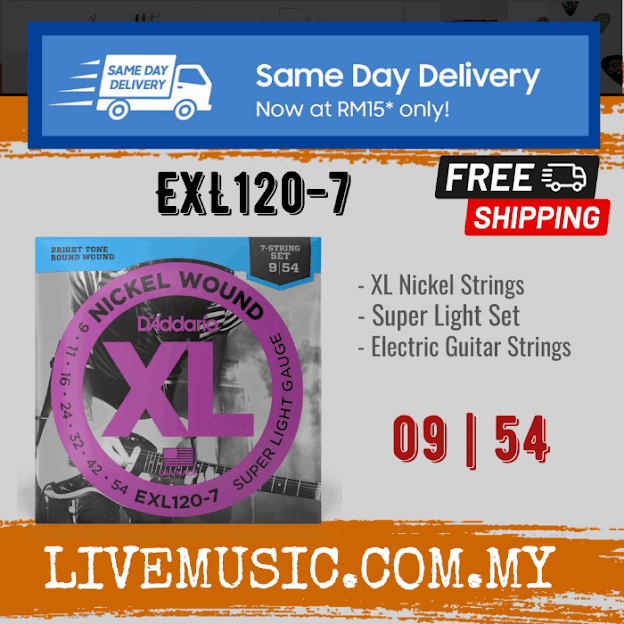 D'Addario EXL120-7 - Nickel Wound Electric Strings, 7-String, Super ...