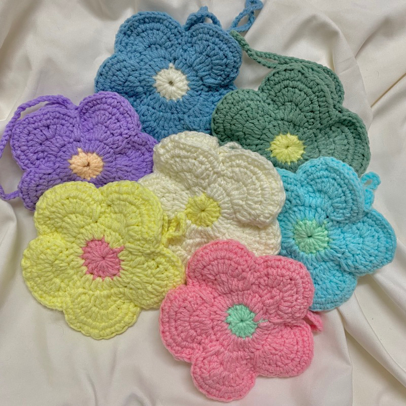 FLOWER POUCH CROCHET CUTE POUCH BUNGA FINISHED PRODUCT | Shopee Malaysia