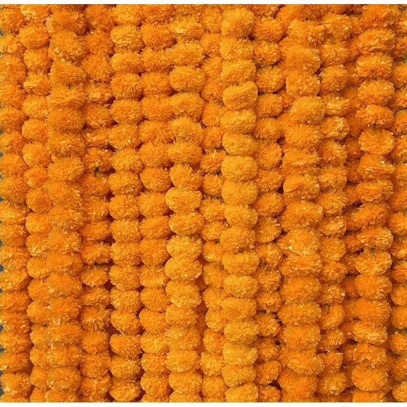 ARTIFICIAL MARIGOLD FLUFFY FLOWERS MALAI THORAN /THORANAI 4 FEET / 1