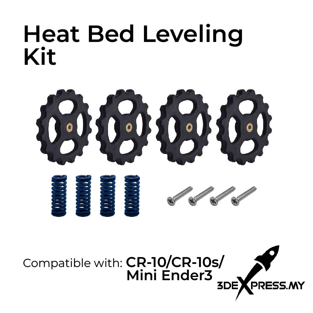 3D Printer Parts Heated Bed Spring Leveling Kit Adjustment Nut + Springs+ M4*40mm Screw Heatbed Kit - Blue and nut only