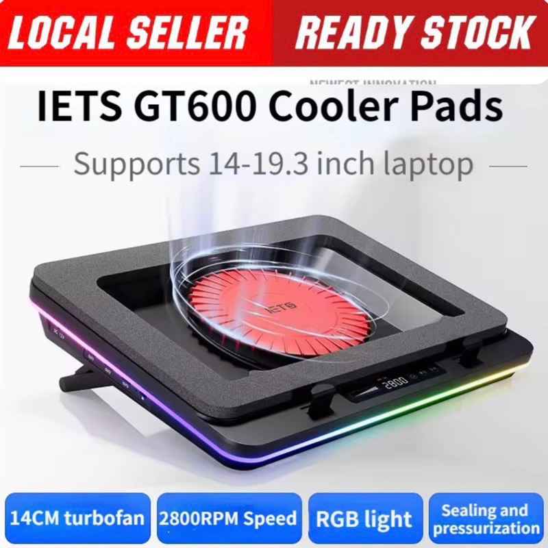 Malaysia Iets Gt600 Gaming Laptop Cooler Pads Powerful Turbo Fan Rgb