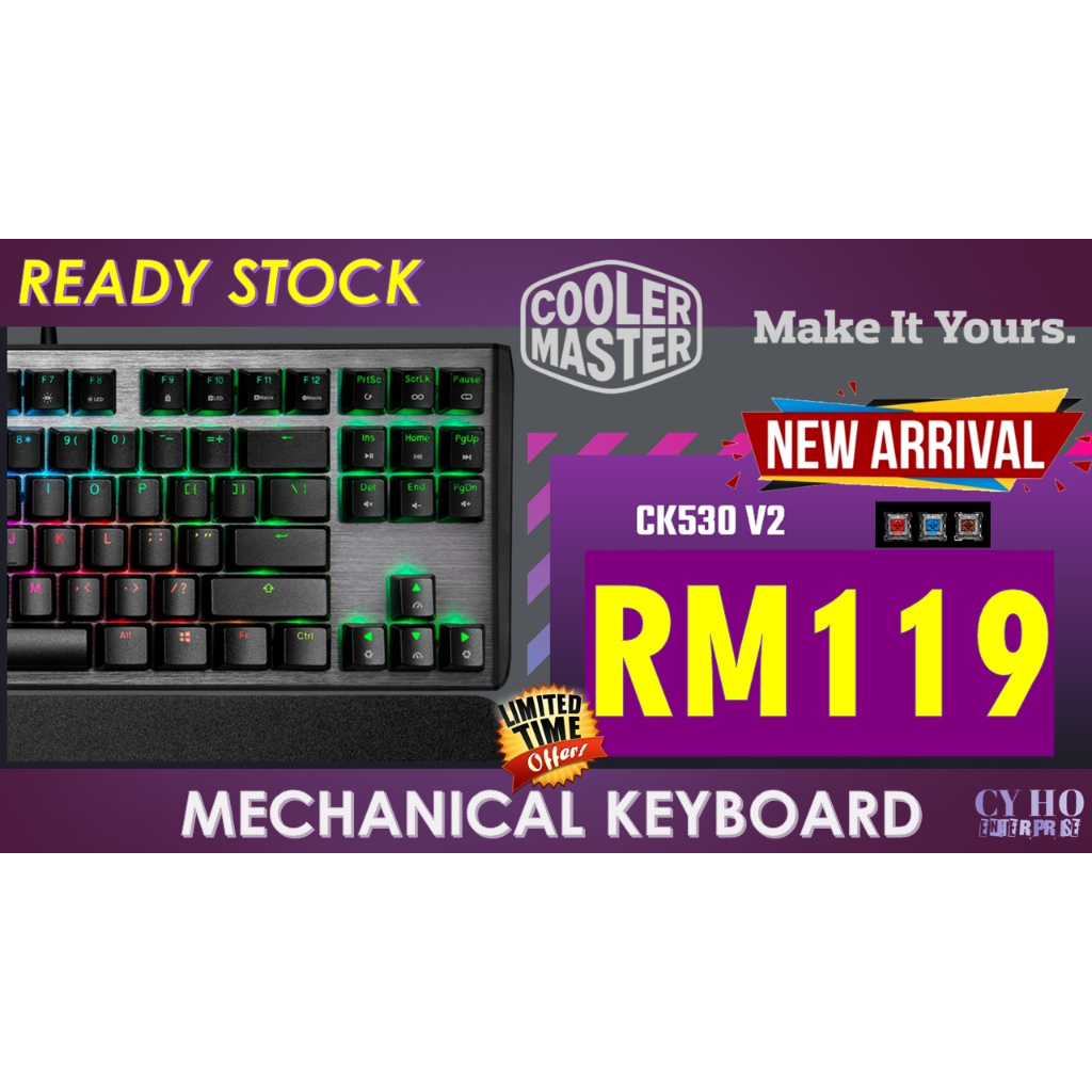 Cooler Master CK530 V2 RGB TKL Mechanical Gaming Keyboard Red / Blue