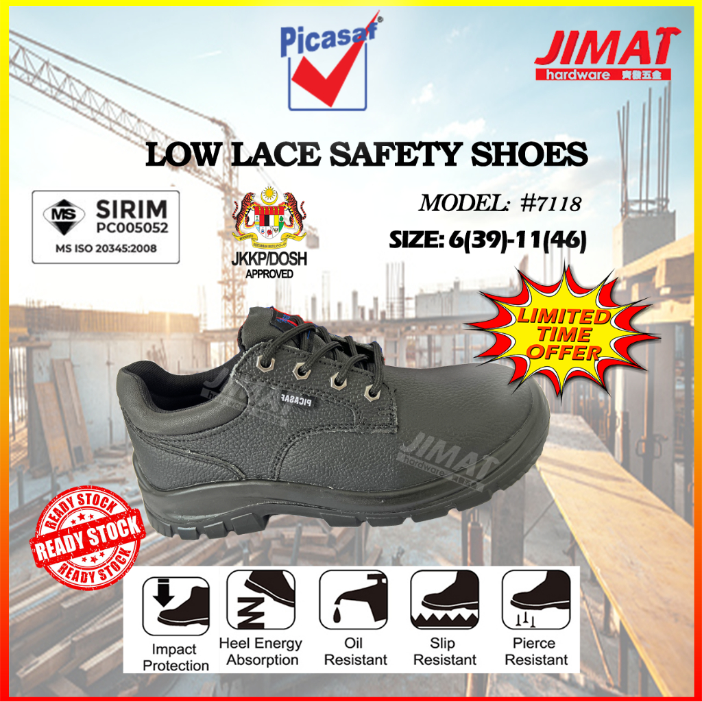 Picasaf Safety Shoe Sirim DOSH Approved Steel Toe Cap Mid Sole Low Cut ...