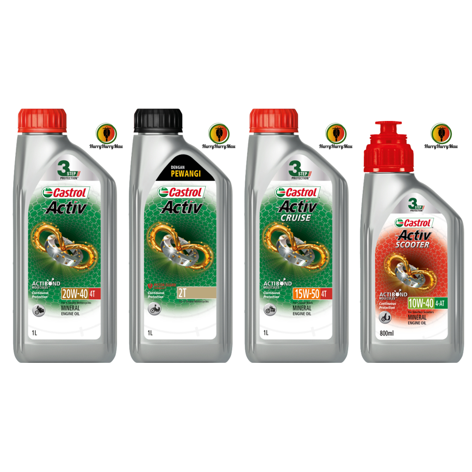 Castrol Activ 4T 20w40 ,Activ 2T ,Activ CRUISE 15w50 , Scooter 10w40 , Scooter Gear Oil 1L