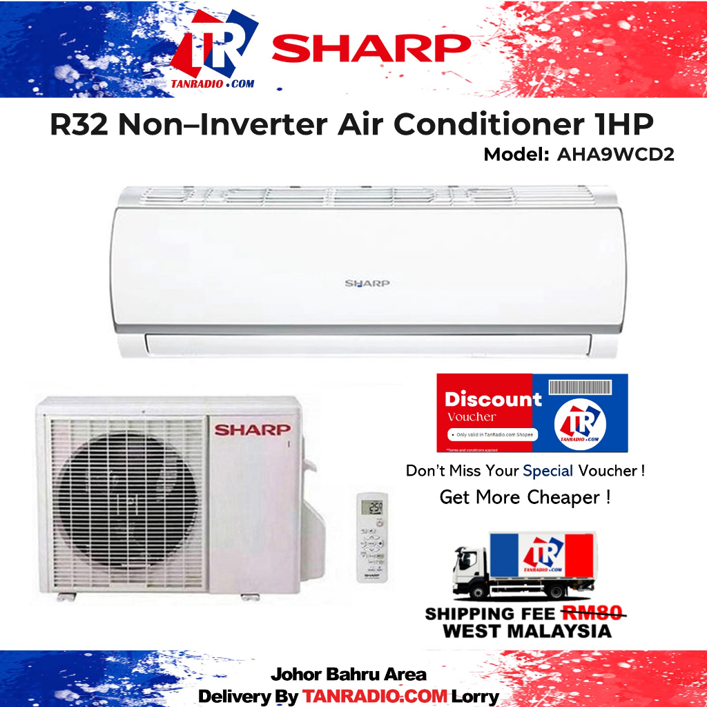 SHARP 1.0HP J-tech Inverter Super Jet R32 Air Conditioner -AHX9VED2 ...