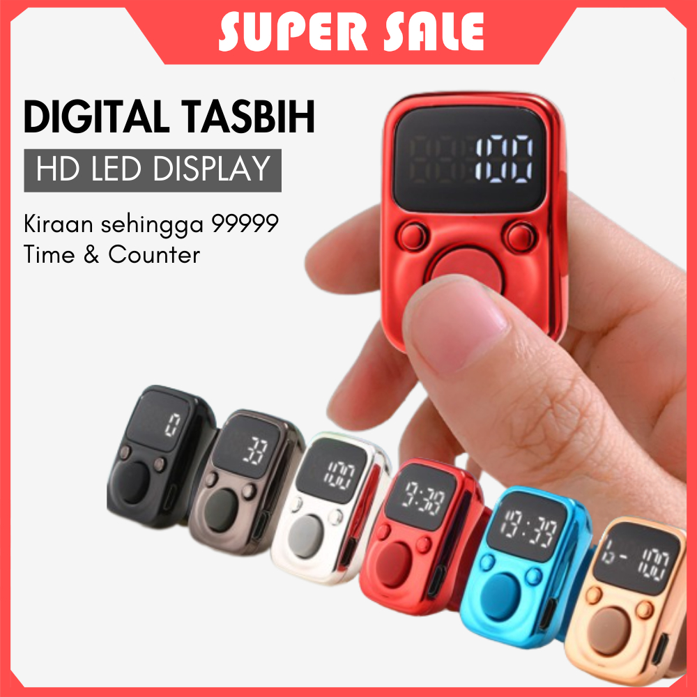 Zehco Digital Tasbih Cincin Zikir LED Display USB Rechargeable Tally