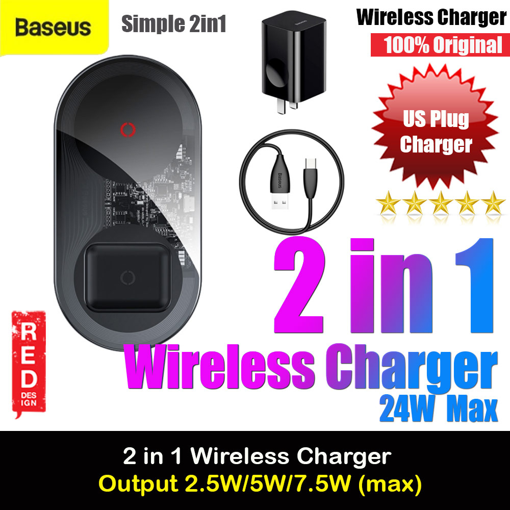 Baseus Simple Turbo Edition 2 in 1 Wireless Charging Pad Charger 24W ...