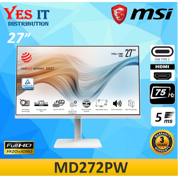 MSI MODERN MD272PW 27" IPS 5ms 75Hz FHD Monitor Shopee Malaysia