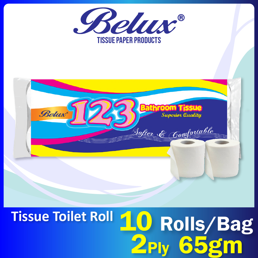Belux 123 Toilet Tissue Paper Roll | 10 Rolls x 1 Bag | 2 Ply | Shopee ...