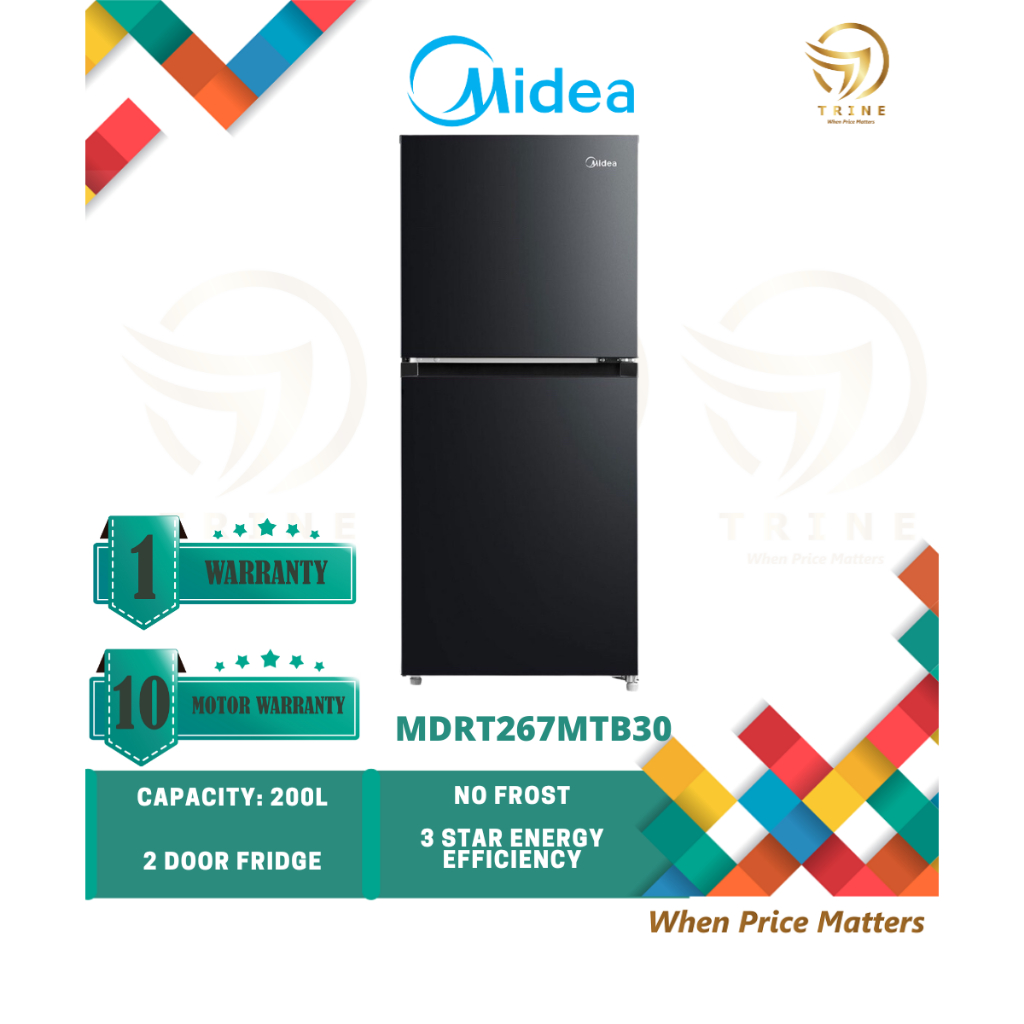 MIDEA 200L 2 Door Refrigerator MDRT267MTB30 / FRIDGE / PETI SEJUK Shopee Malaysia