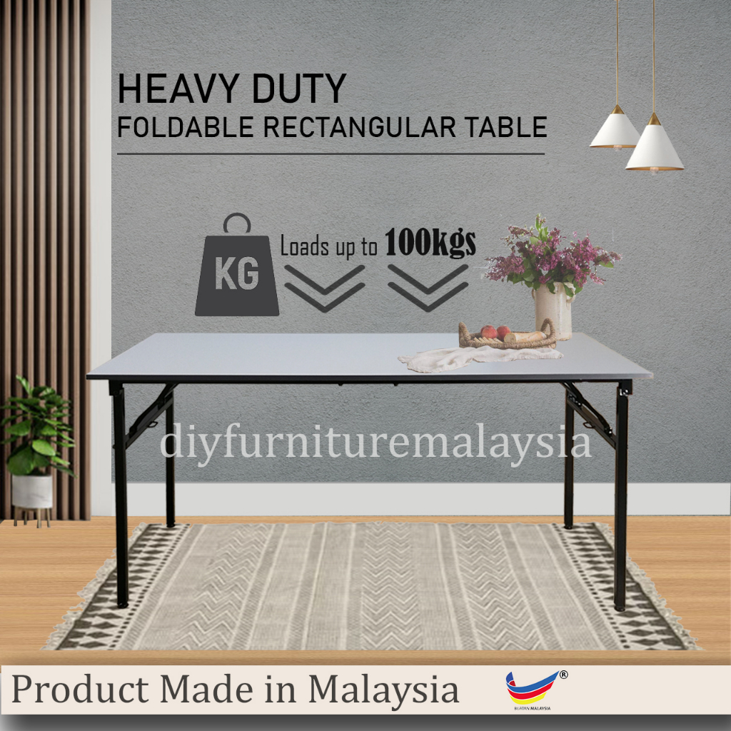 Heavy duty Rectangular Folding Table (GREY) | Banquet Table | Meja ...