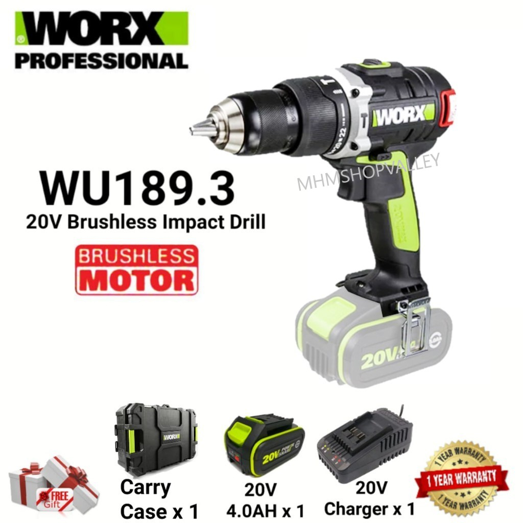 WORX Wu189.3 Li lon Brushless Impact Drill WU369 20V Cordless