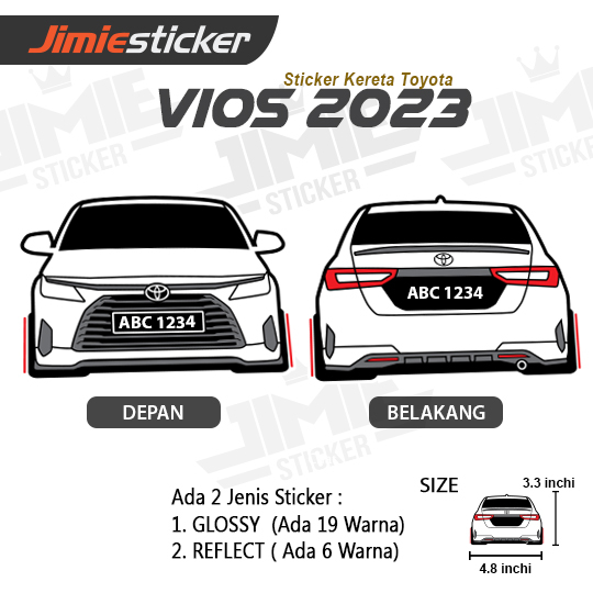 Sticker Kereta Toyota Vios 2023, Sticker Belakang. Shopee Malaysia