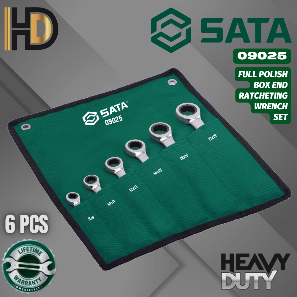 SATA Full Polish Box End Ratcheting Wrench Set 6 Pcs / LIFETIME