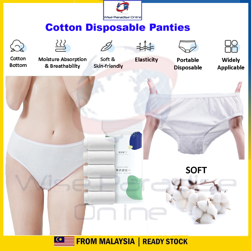 5PCS COTTON Disposable Panties Maternity Travel Panty Underwear Seluar