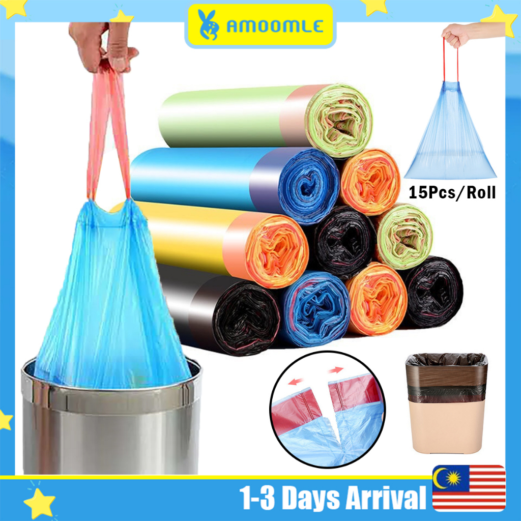 Garbage Bag With String Home Office Cleaning Trash Bags Dustbin 1Roll ...