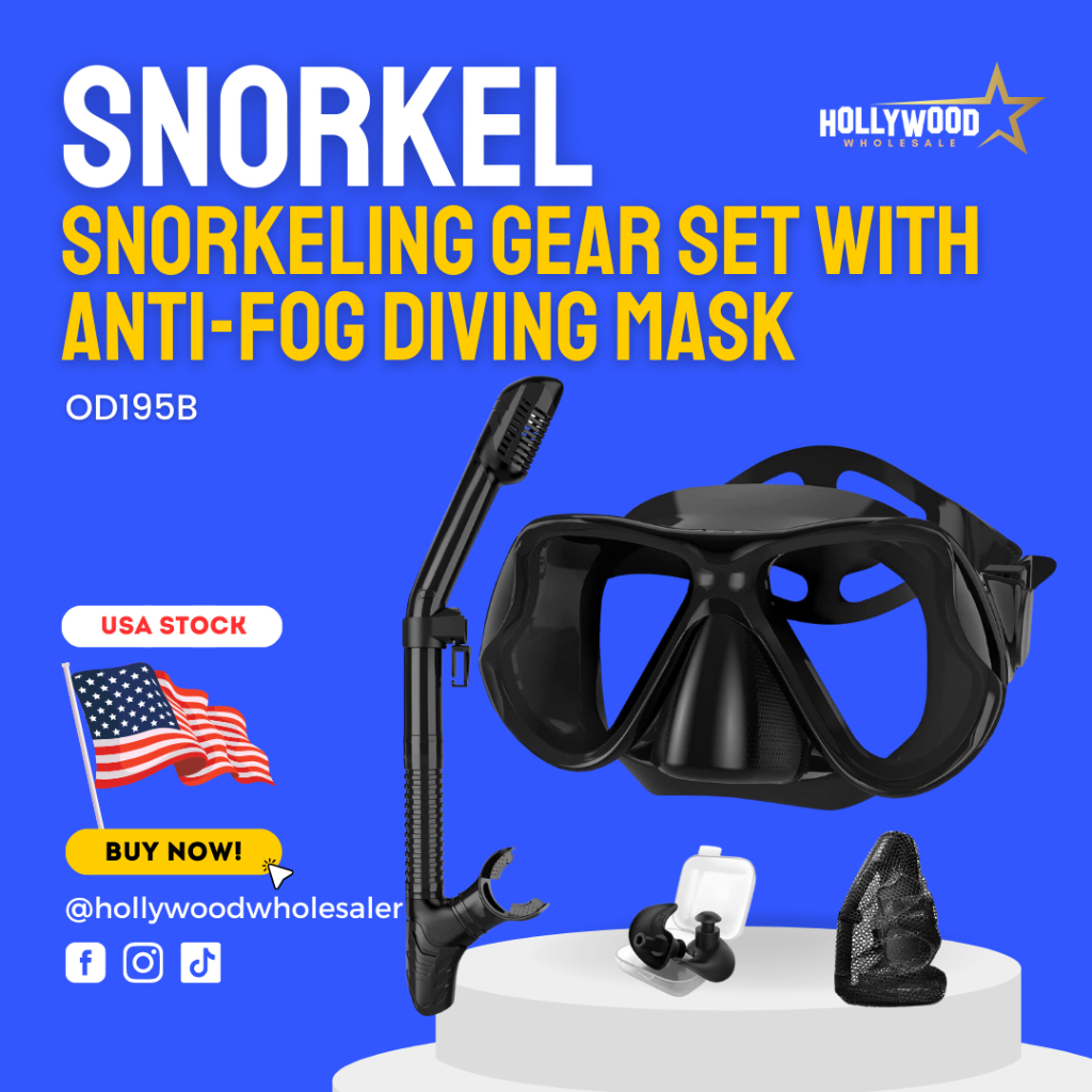Dry Snorkel Set, 3 in 1 Snorkeling Gear Set with AntiFog Diving Mask